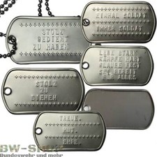 DOGTAG MIT KETTE & PRÄGUNG EDELSTAHL MATT BW ERKENNUNGSMARKE US AMRY DOG TAG