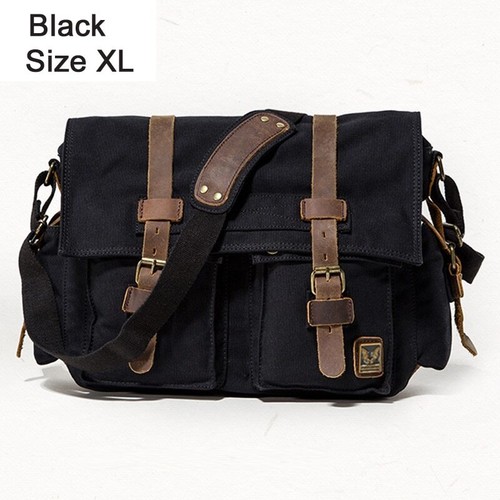 Retro Baumwolle Canvas Leder Kuriertasche Schultertasche Militär Umhängetasche - Bild 10 von 39