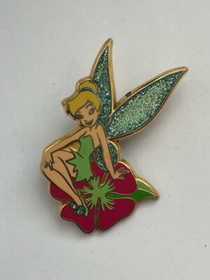 DLRP Paris Tinker Bell With Red Flower Posing Glitter Wings Disney Pin (A4)