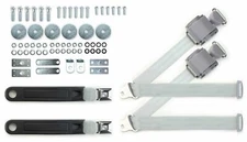 1964-75 Buick Grey Shoulder Belt Kit 12" Pushbutton Buckles & Hardware
