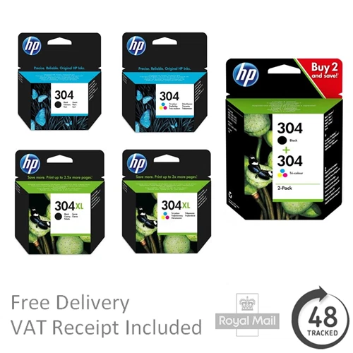 Original HP 304 / 304XL Black / Colour Ink Cartridges for Deskjet 2620  Printers