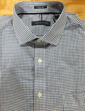 Tommy Hilfiger Stretch Wrinkle Free Dress Shirt, Blue Check, 15-15.5/34-35/M