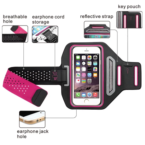 Vertical Pouch Universal Hot Pink/Black Sport Armband for Iphone 6 /7 /8 & Plus - Image 2 of 4