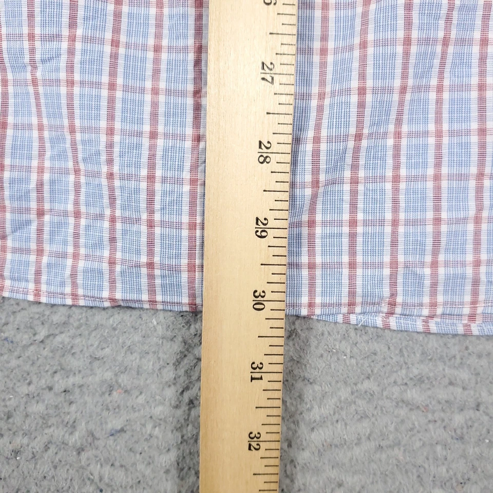 Camisa Penguin Para Hombre 17.5 Azul Rojo Vestido a Cuadros Abotonada Manga Larga Foto 4 de 4