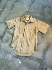 Defense Logistics Agency Men's 15 1/2 Khaki US Marine Corps Shirt No Stripes