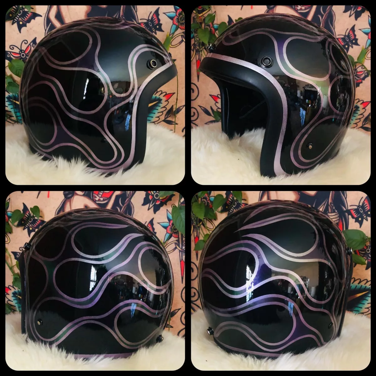 Custom 3/4 helmet with fresh new paint thin lining DOT vintage tt&co Fulmer bell