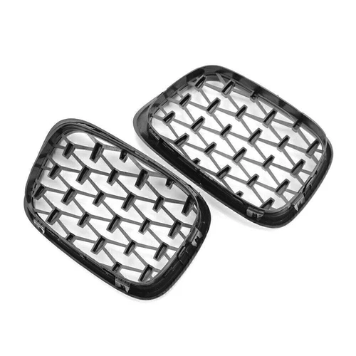 For BMW 5 Series E39 M5 1999-2003 Pair Black/Chrome Front Diamond Kidney Grilles - Picture 15 of 21