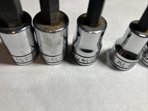 Snap-On 3/8" Drive SAE 7 Piece Allen Hex Bit Socket Tool Set 1/8" to 3/8" - Picture 2 of 5