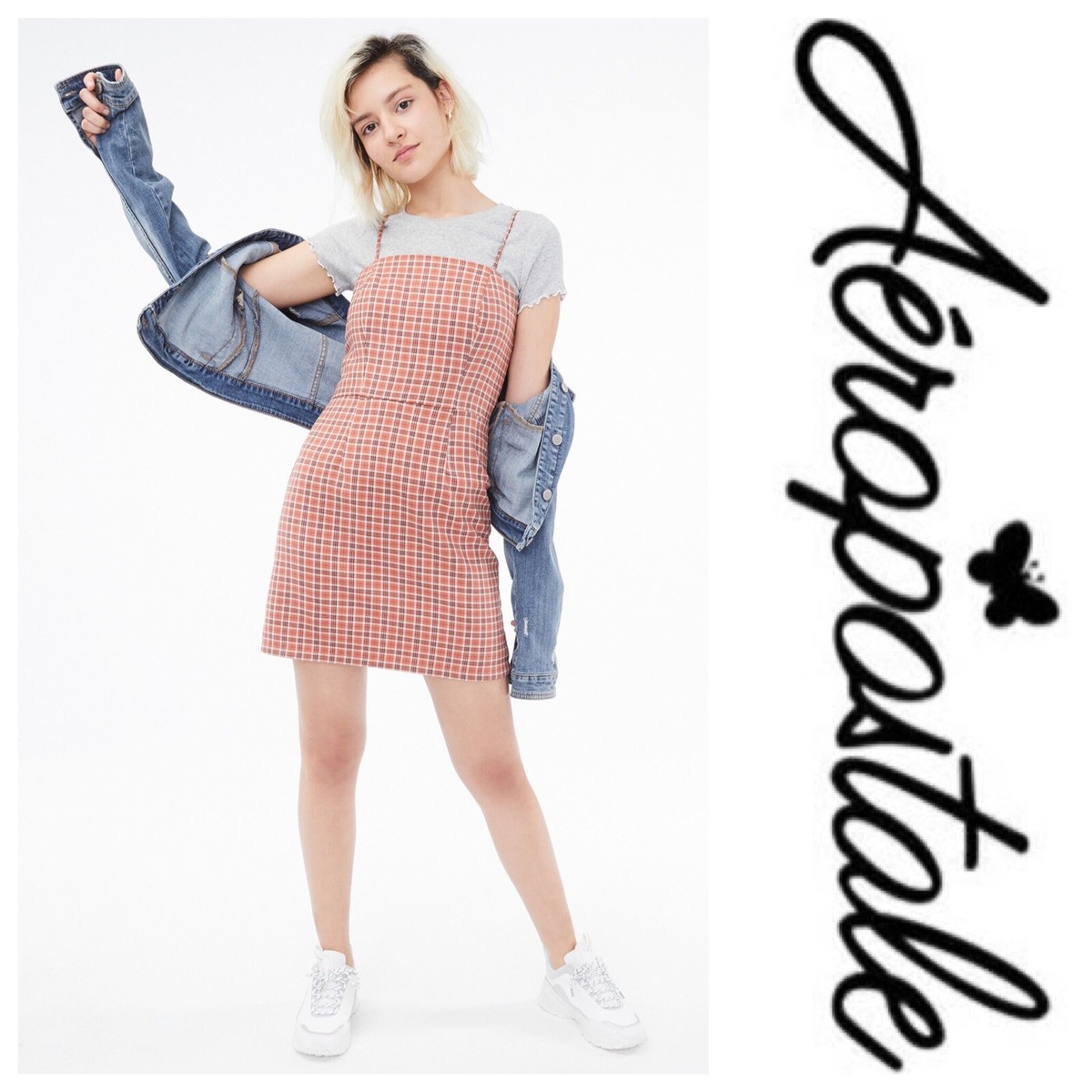 Aeropostale Plaid Mini Slip Dress NWT S UK