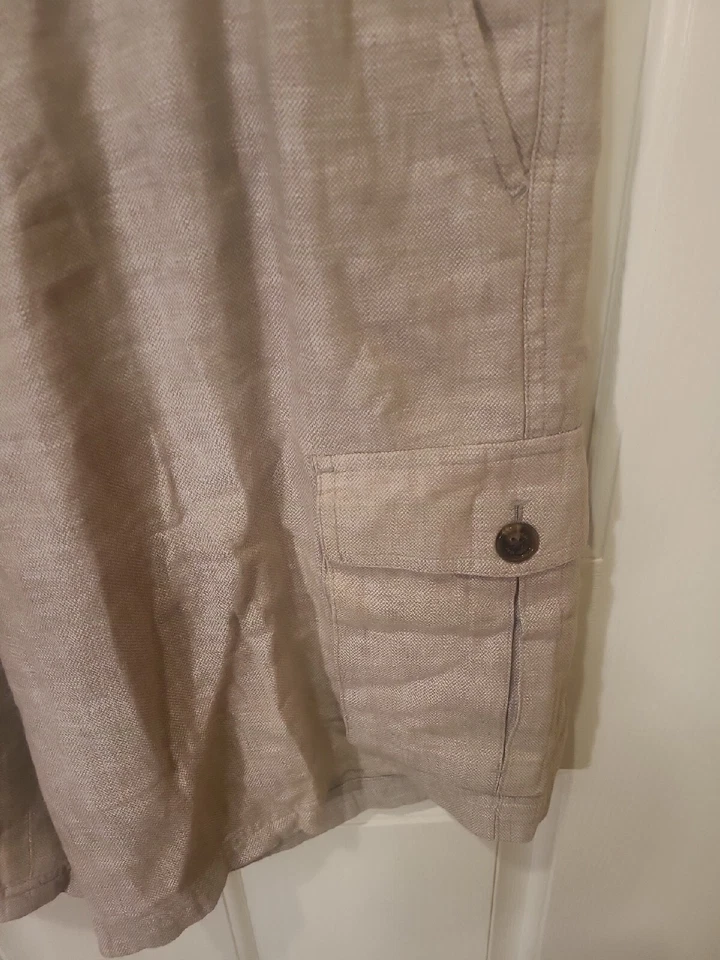 Pantalones Cortos Tasso Elba de Lino para Hombres Grandes 38 Cintura 9 Entrepierna Caqui Carga Ligeros  Foto 4 de 4