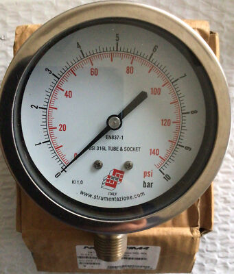 Pressure Gauge 10 PSI    E 837-1 NEW IN BOX Made In Italy