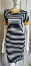 Poof! Ladies Striped Bodycon Dress Knee Length sz M