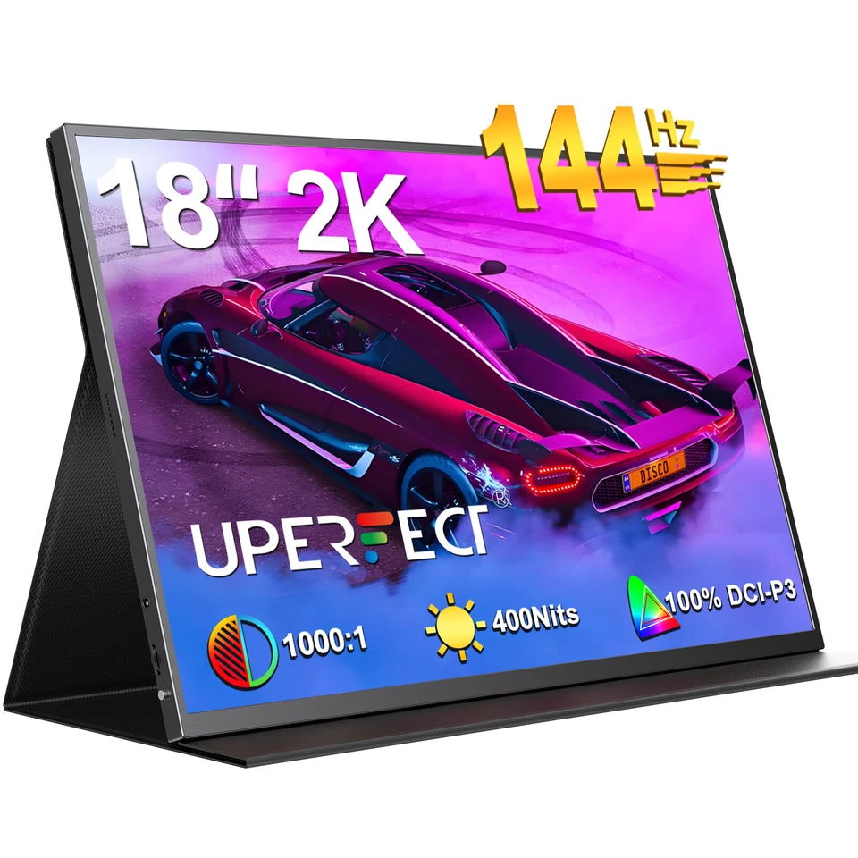 UPERFECT 144Hz 18 Zoll Tragbarer Monitor 2K 2560x1600 Freesync Gaming Bildschirm