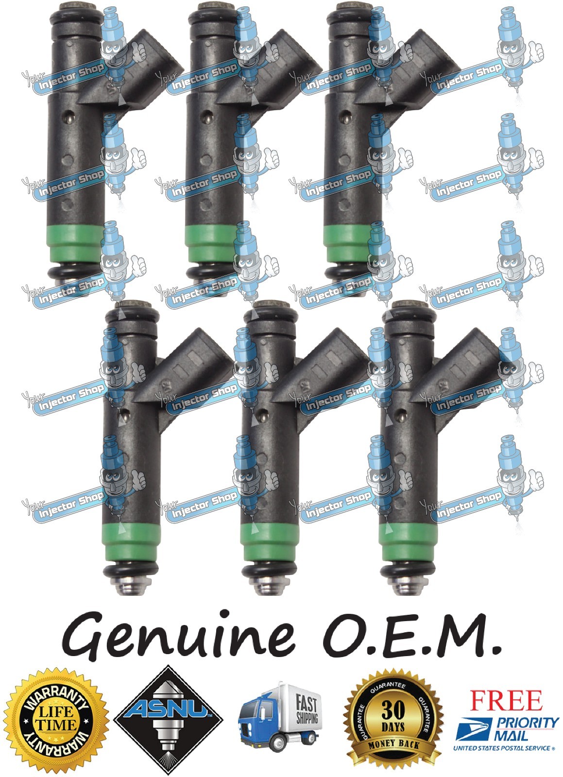 Genuine Ford Motorcraft 1F1E-D4B Flex Fuel 6x Fuel Injectors 3.0L Flex ...