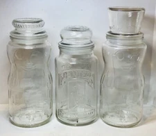 Three Vintage 1981 & 1991 Anniversary Planters Peanuts Mr. Peanut Glass Jars