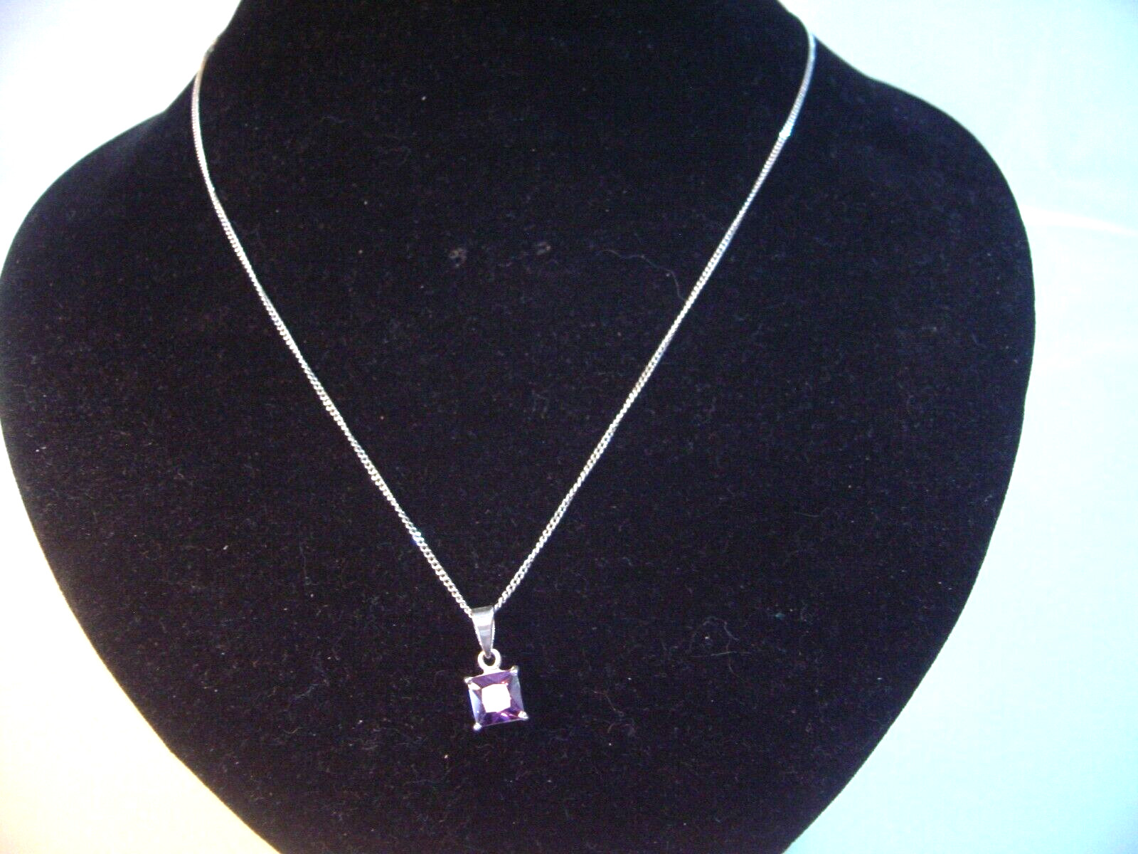 Vintage Solid Silver Necklace with Superb Square … - image 1