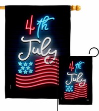 Lightful 4th July Garden Flag Fourth of Patriotic Decorative Yard House Banner