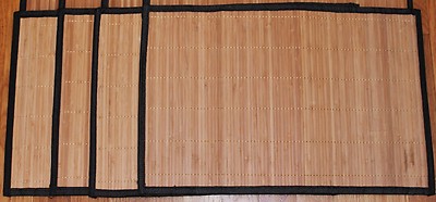 SET 4,8,12 Natural Color Bamboo Wicker Place Mats Hemmed 12x18'' Sushi Casual
