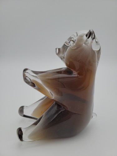 FM Konstglas Ronneby Sweden Hand Crafted Glass Brown & Clear Bear B32 - Bild 3 von 13