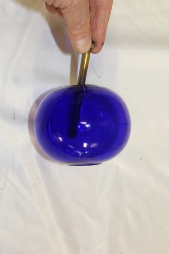 Cobalt Blue Art Glass spheres, Art Deco design ,Art Nouveau, Drilled 4 1/4" Dia - Picture 3 of 10