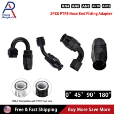 2PCS AN4/AN6/AN8/AN10/AN12 PTFE Hose End Fitting Adapter for PTFE Hose Line US