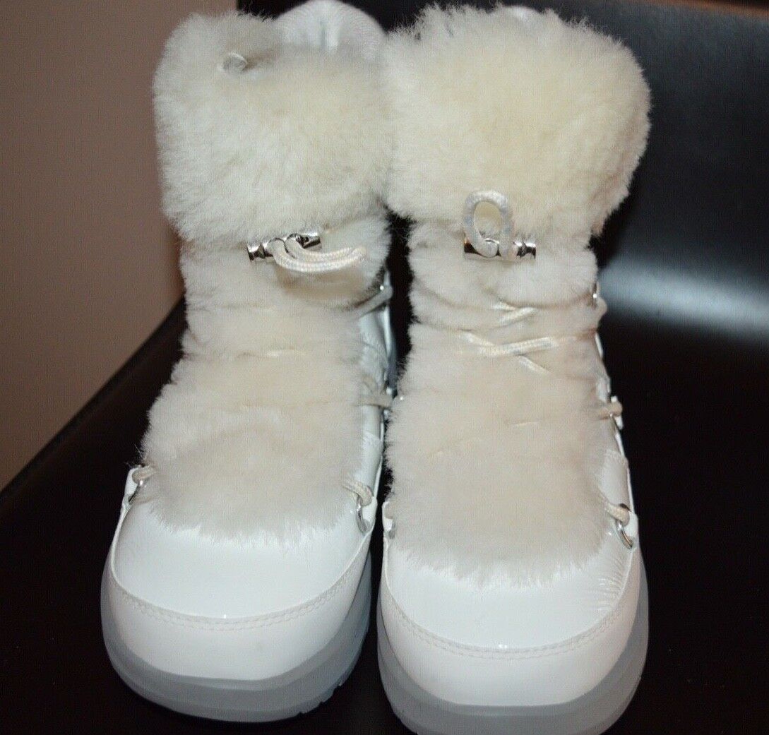 UGG HIGHLAND ANKLE BOOT WINTER SNOW WATERPROOF WHITE PATENT LEATHER US-5.5