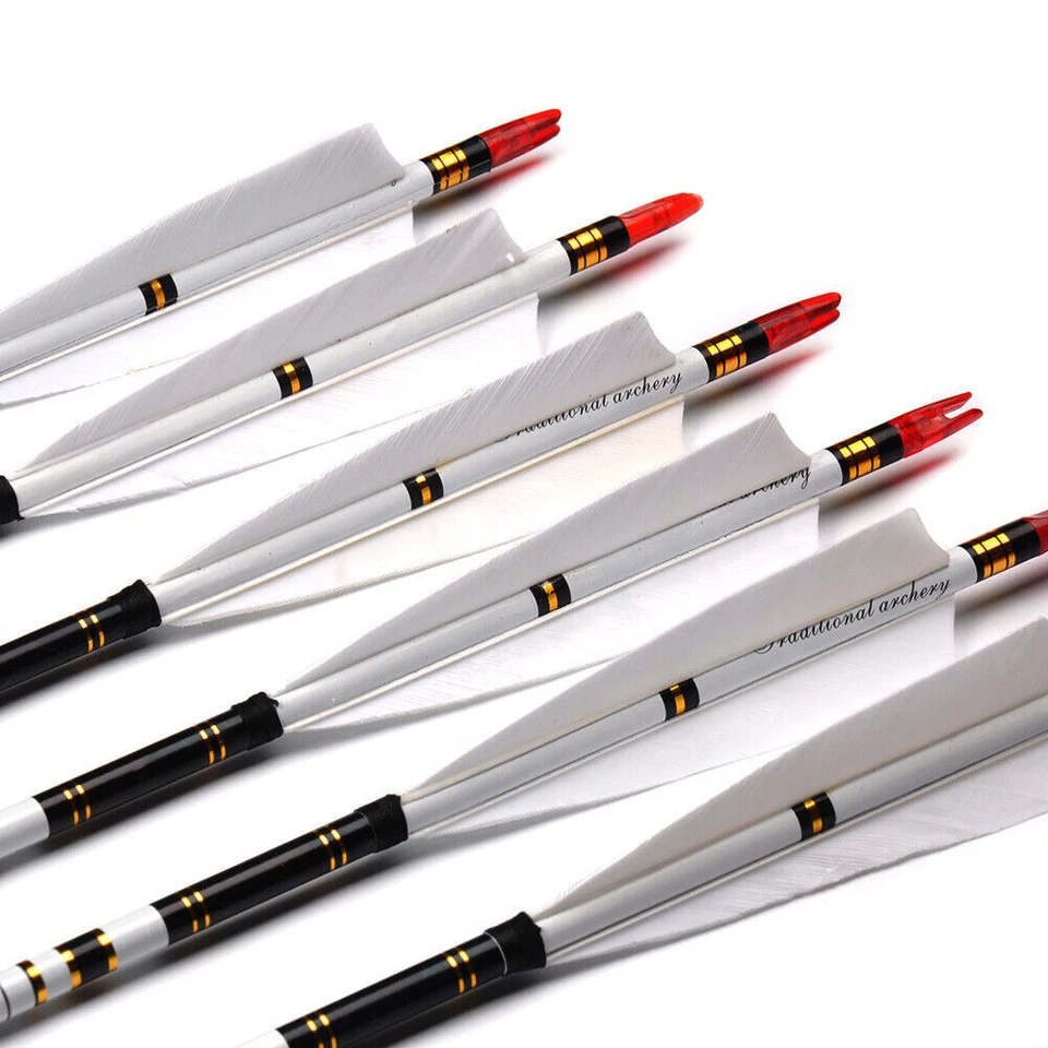 30"/32" Carbon Arrows Turkey Feather Spine 500 for Hunting Compound Recurve Bow - Image 3 of 4