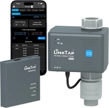 LinkTap G2S Smart Water Timer & Gateway, Weather Aware, Black, Gray, Silver 