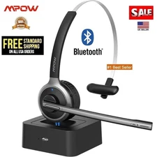 Trucker Wireless Bluetooth Headset with Mic Noise Cancelling for Cell Phones PC