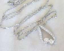 14K White Gold Twin Solitaire Diamond Necklace - 3.67 gms, 16 - 18 in, 0.46 ctw