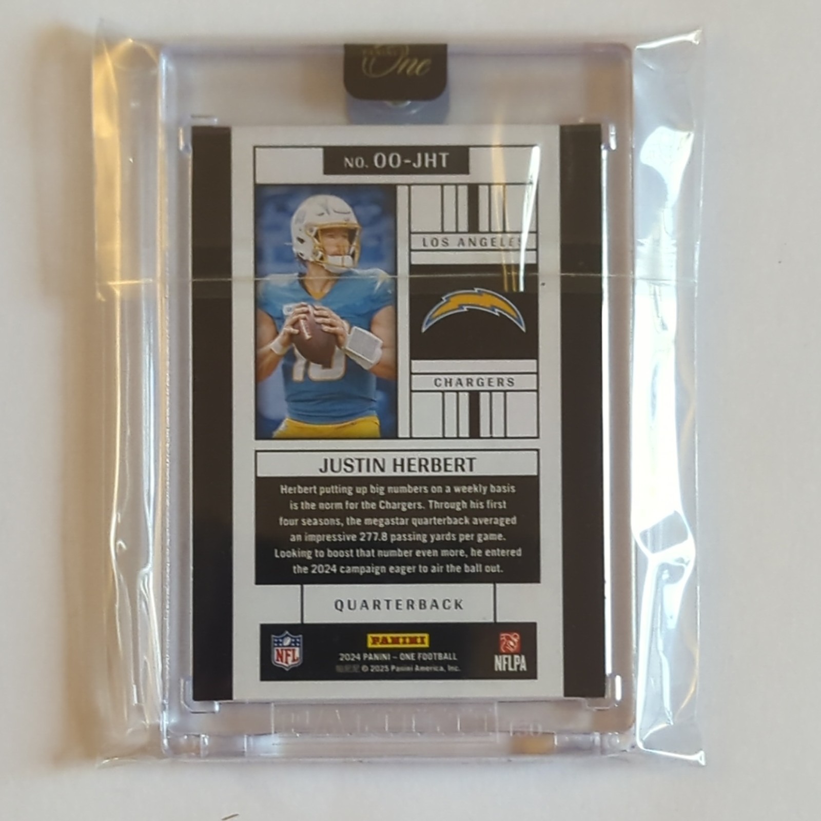 2024 Panini One - One Originals Justin Herbert #OO-JHT Chargers NFL Insert view 2