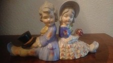 Small Vintage Boy  Girl Bookends