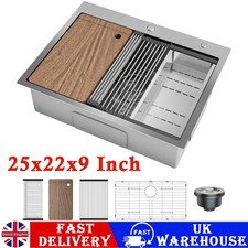 Stainless Steel Drop in Kitchen Sink 25x22x9 Inch Single Bowl Topmount Sink Kit