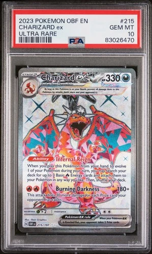 Charizard EX 215/197 Full Art Obsidian Flames Pokemon English PSA 10 Gem