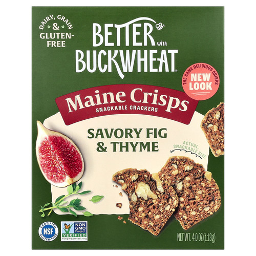 Maine Crisp Snackable Crackers, Savory Fig & Thyme, 4 oz (113 g)