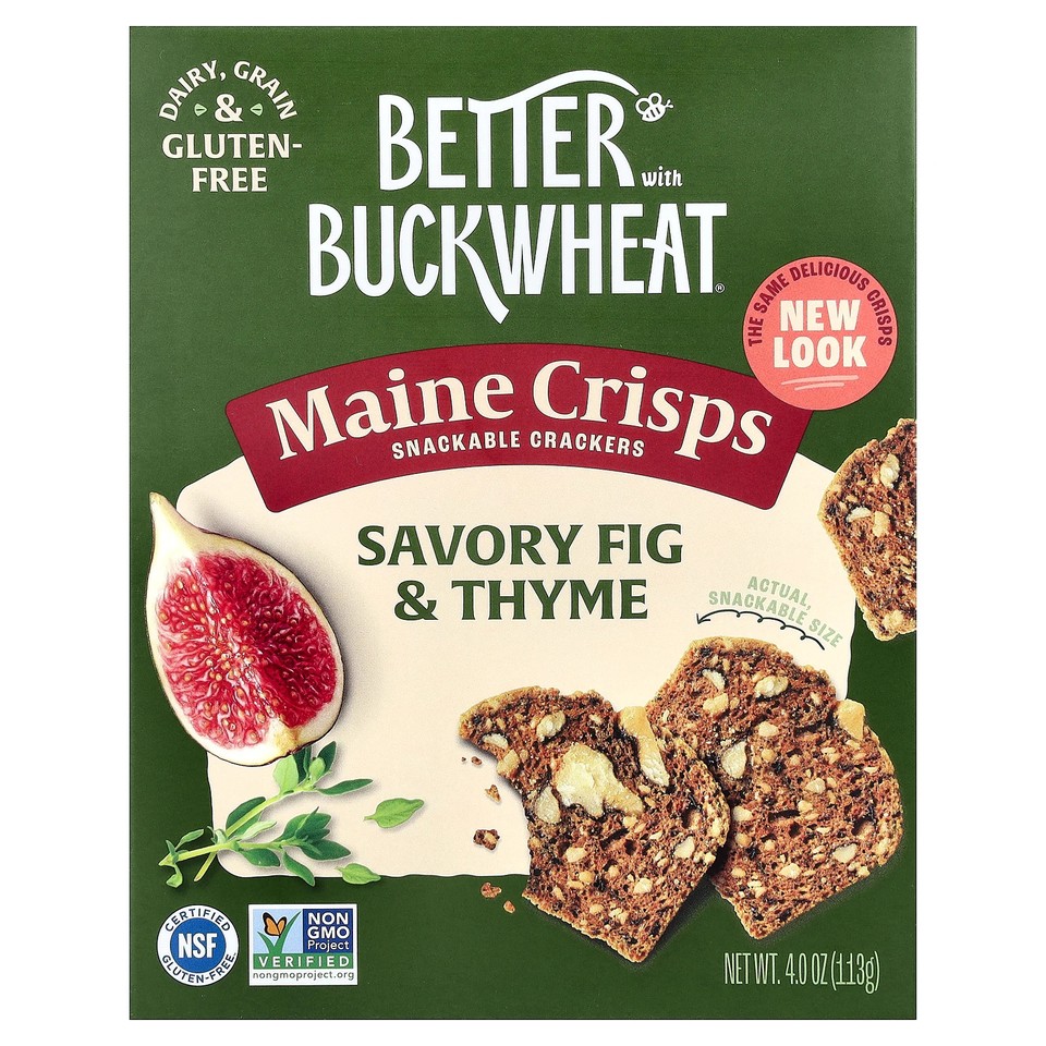 Maine Crisp Snackable Crackers, Savory Fig & Thyme, 4 oz (113 g)