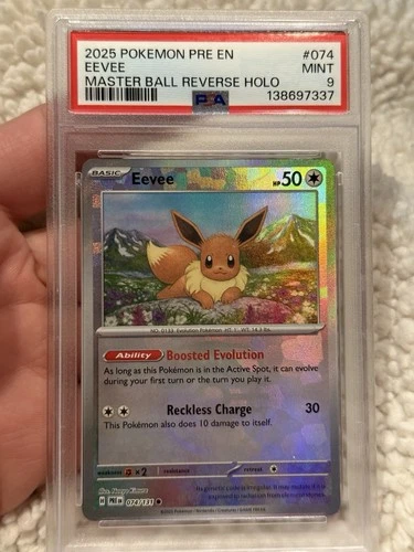 Eevee #074 Master Ball Reverse Holo Pokémon TCG 2025 MINT PSA 9