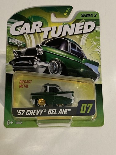 CAR TUNED Green 57 Chevy Bel Air Dayton Gold Wheel Chase Series 3 Free Shipping