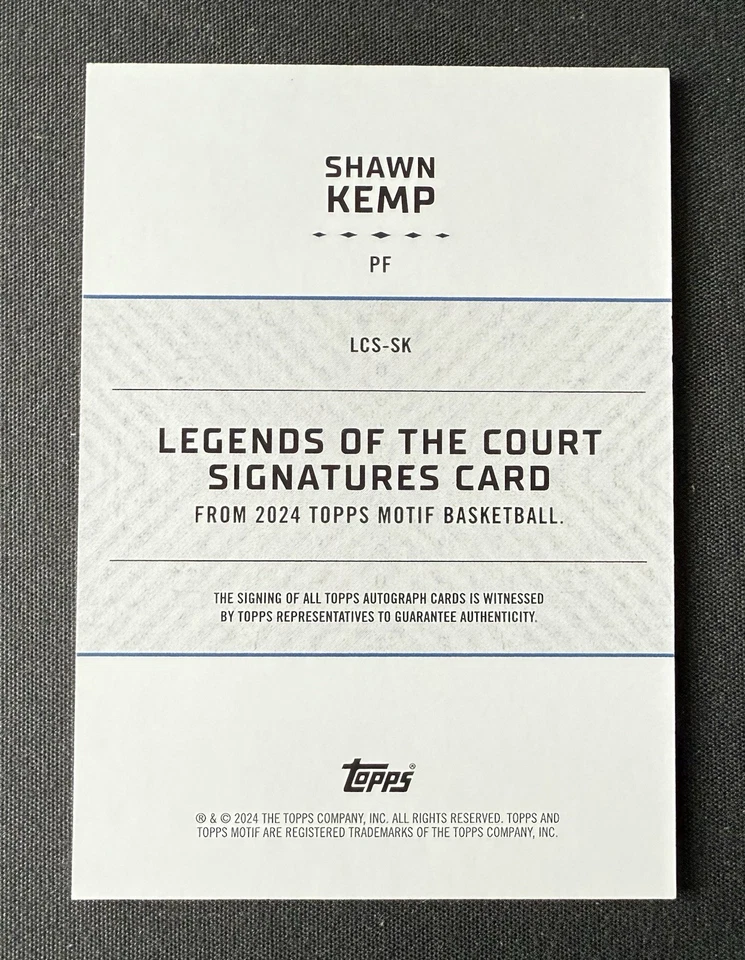 2023-24 Topps Motif Shawn Kemp Green  Auto 02/10 Legends Of The Court - Photo 3/3