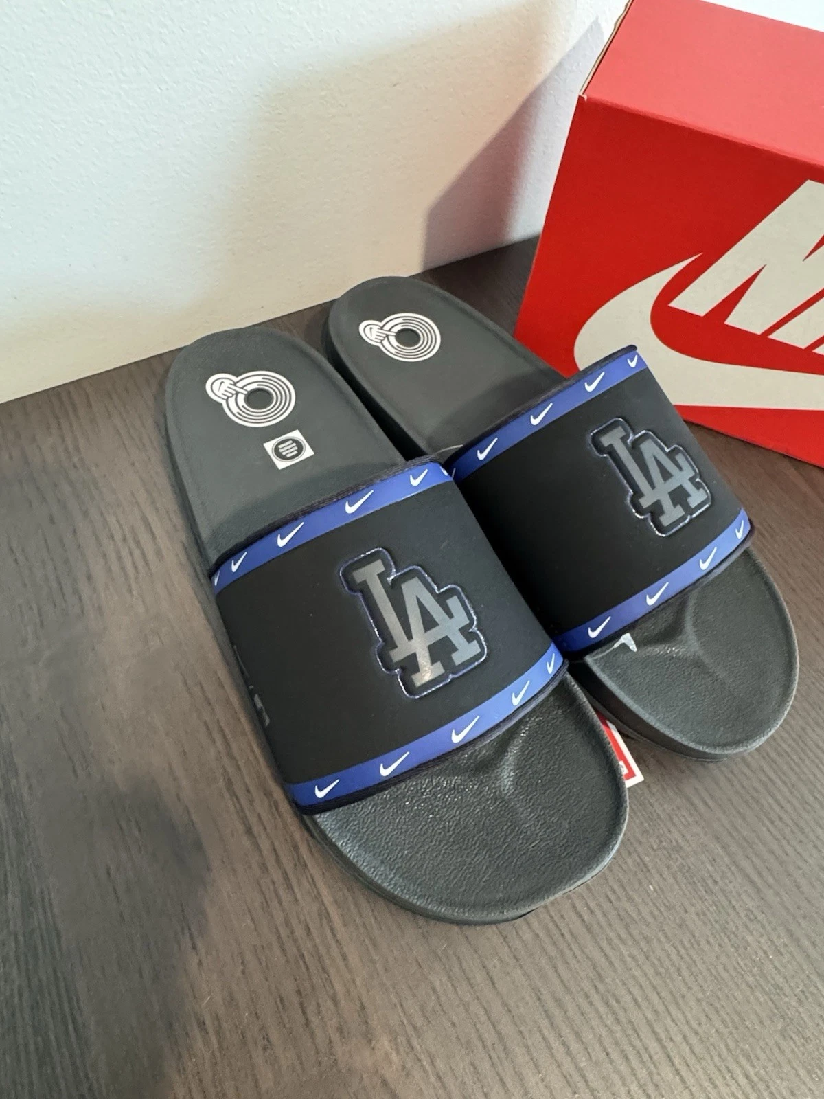 Nike LA Dodger Offcourt Slides 12 sandali neri blu ciabatte DH6983 002 NUOVI