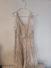 NEW Danny & Nicole White & Lace Sleeveless Fit & Flare Knee Length Dress size 14
