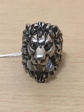 Authentic GUCCI Lion Head Ring, Silver, Size Approx. 18 (US Size)