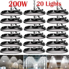 20 Pack 200W UFO LED High Bay Light Factory Warehouse Commercial Light Fixtures
