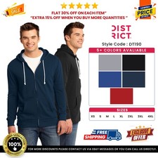 District DT190 Young Men's 60/40 Cotton/Polyester Core Fleece Full-Zip Hoodie
