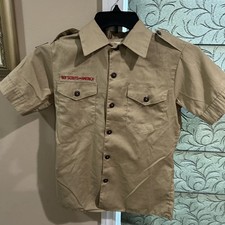 Boy Scout BSA UNIFORM Tan SHIRT Youth Large Short Sleeve J74