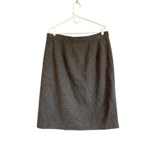 Sag Harbor gray wool skirt knee length lined zipper slit vintage Size 18w