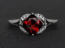 Garnet ring red garnet engagement ring natural gemstone sterling silver promise