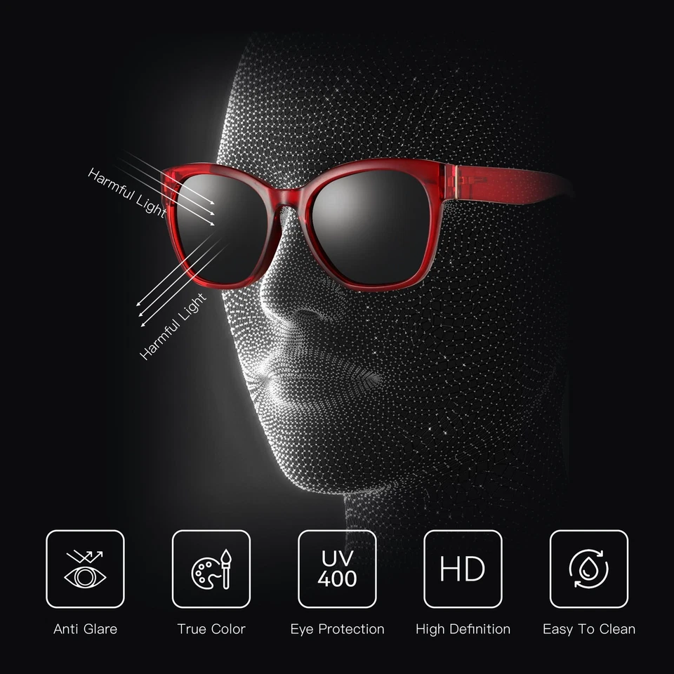 Gafas de sol ZENOTTIC polarizadas mariposa para mujer marco grueso tono UV400 Foto 3 de 4