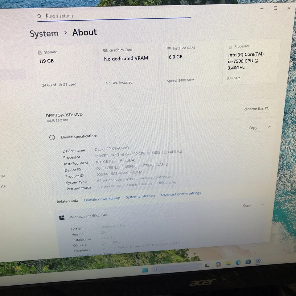 Lote de 6 Lenovo M910q I5-7500 #6 3,4 GHz CPU 16 GB RAM 128 GB SSD Win 11 Pro Foto 4 de 4