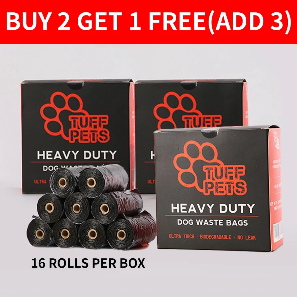 Dog Poo Bags | Tuff Pets 50% Stronger Biodegradable Doggie Bags W/ Tie Handles .